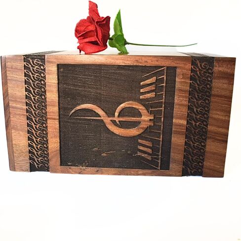 AA GLOBEL Wood and Crafts Elegant Fragile Vintage Music Designed URN for Human Ashes Funeral Memorial Urns for Ashes-Real Wood Cremation Urn for Human Ashes, Adult Women/Men in Kuwait