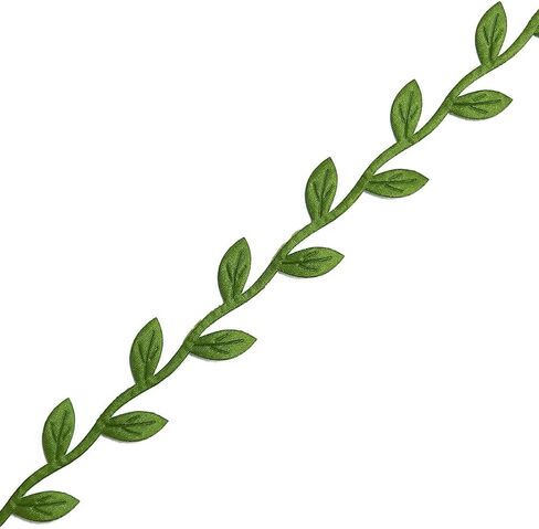 20-Yards Artificial Vine Leaf Ribbon Trim, Greenery Garland Vines for Hanging Plants Leaves Decorative Wreath Wall DIY Craft Party Wedding Home Decoration, EJ-2029 (Olive Green) in Kuwait