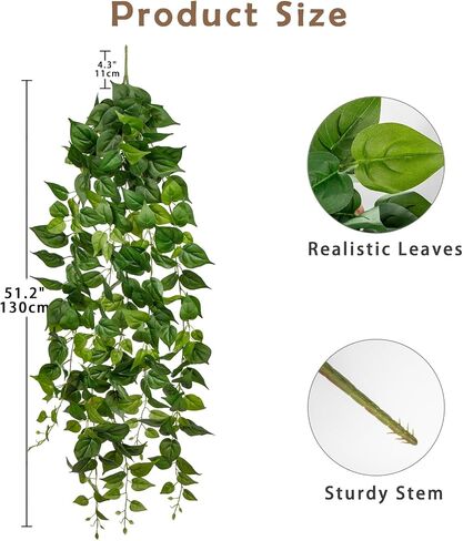 Briful Fake Hanging Plants Real Touch Pothos Vine Hanging Faux Plants Plastic Plants Hanging for Home Indoors Garden Decoration Pastoral Style Wall Greenery Branch 51“ Outdoor Wedding Decor in Saudi Arabia