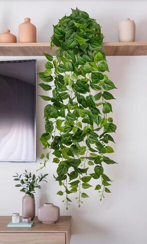 Briful Fake Hanging Plants Real Touch Pothos Vine Hanging Faux Plants Plastic Plants Hanging for Home Indoors Garden Decoration Pastoral Style Wall Greenery Branch 51“ Outdoor Wedding Decor in Saudi Arabia