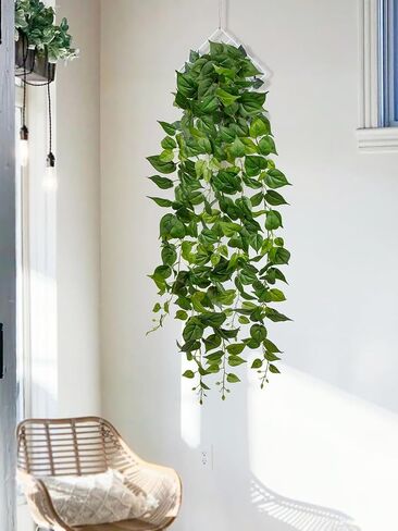 Briful Fake Hanging Plants Real Touch Pothos Vine Hanging Faux Plants Plastic Plants Hanging for Home Indoors Garden Decoration Pastoral Style Wall Greenery Branch 51“ Outdoor Wedding Decor in Saudi Arabia