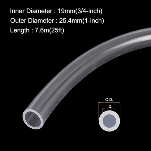 3/4" x 1" Clear Plastic PVC Tubing 25ft Flexible Vinyl Tube, [for Garden Irrigation, Water Hose, Fish Tanks, Aquarium] - 19mm x 25.4mm in Saudi Arabia