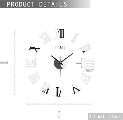 ساعة حائط ثلاثية الأبعاد يمكنك صنعها بنفسك، طقم ملصقات مرآة لساعة الحائط ثلاثية الأبعاد كبيرة الحجم بدون إطار لتزيين المنزل لغرفة المعيشة وغرفة النوم in Kuwait