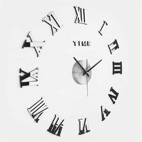 ساعة حائط ثلاثية الأبعاد يمكنك صنعها بنفسك، طقم ملصقات مرآة لساعة الحائط ثلاثية الأبعاد كبيرة الحجم بدون إطار لتزيين المنزل لغرفة المعيشة وغرفة النوم in Kuwait