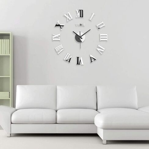 ساعة حائط ثلاثية الأبعاد يمكنك صنعها بنفسك، طقم ملصقات مرآة لساعة الحائط ثلاثية الأبعاد كبيرة الحجم بدون إطار لتزيين المنزل لغرفة المعيشة وغرفة النوم in Kuwait