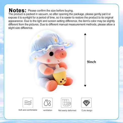 Pig Stuffed Animal Plush, Pig Pillow with Bottle Milk Kawaii Toy for Kids 9" in Saudi Arabia