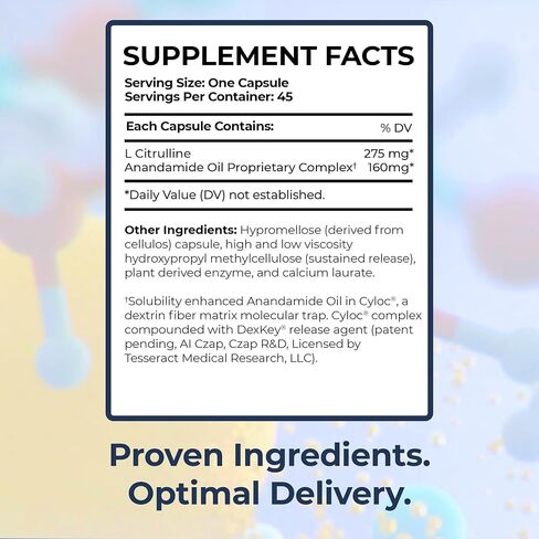 Tesseract Medical Research AnaQuell QR, Stress Relief & Mood Support Supplement, Quick Release L Citrulline & Anandamide, Helps Manage Anxiousness, 45 V-Caps, Size Exclusive to Amazon in Saudi Arabia