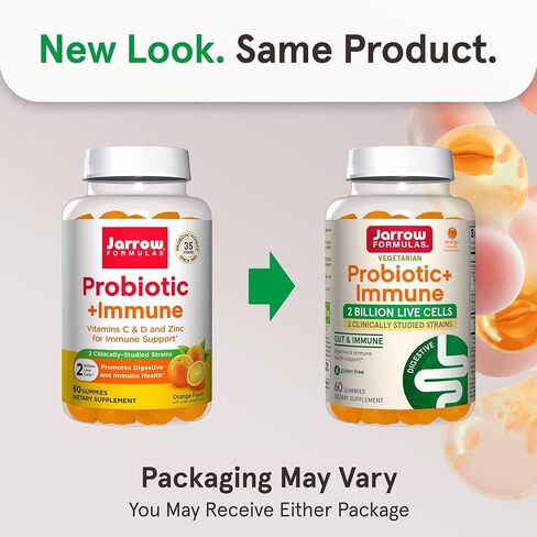 Jarrow Formulas Probiotic+ Immune Gummies, 2 Billion CFU Supplement for Digestive Health and Immune Support, 60 Orange Flavor Probiotic Gummies, 30 Day (Pack of 12) in Saudi Arabia