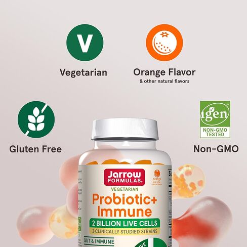 Jarrow Formulas Probiotic+ Immune Gummies, 2 Billion CFU Supplement for Digestive Health and Immune Support, 60 Orange Flavor Probiotic Gummies, 30 Day (Pack of 12) in Saudi Arabia