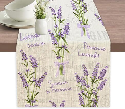 Table Runner Vintage Lavender Flower Table Runners Summer Seasonal Kitchen Dinning Decor for Indoor Outdoor Holiday Home Wedding Party 13x70 Inch in Saudi Arabia