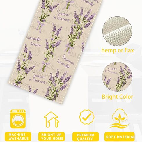 Table Runner Vintage Lavender Flower Table Runners Summer Seasonal Kitchen Dinning Decor for Indoor Outdoor Holiday Home Wedding Party 13x70 Inch in Saudi Arabia