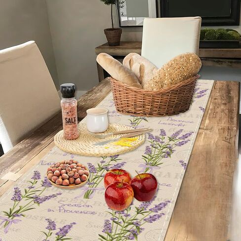 Table Runner Vintage Lavender Flower Table Runners Summer Seasonal Kitchen Dinning Decor for Indoor Outdoor Holiday Home Wedding Party 13x70 Inch in Saudi Arabia