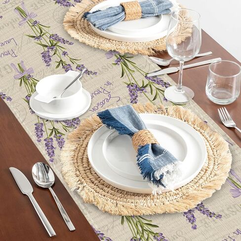 Table Runner Vintage Lavender Flower Table Runners Summer Seasonal Kitchen Dinning Decor for Indoor Outdoor Holiday Home Wedding Party 13x70 Inch in Saudi Arabia
