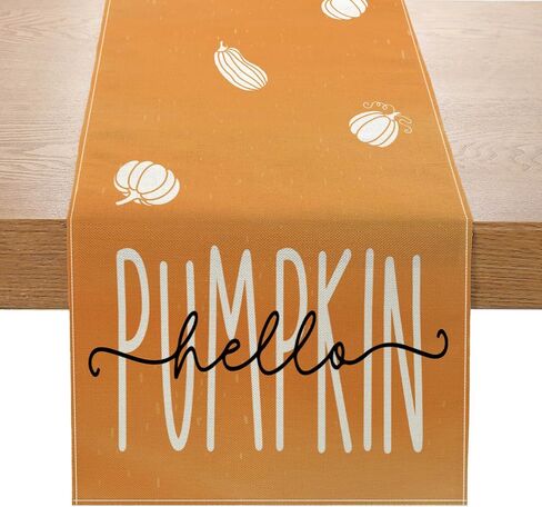 Hello Pumpkin Table Runner Fall Harvest Thanksgiving Autumn Indoor Outdoor Home Party Kitchen Table Decoration for Fall Decor 13 x 72 Inch in Saudi Arabia