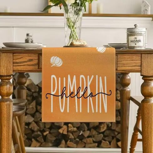 Hello Pumpkin Table Runner Fall Harvest Thanksgiving Autumn Indoor Outdoor Home Party Kitchen Table Decoration for Fall Decor 13 x 72 Inch in Saudi Arabia