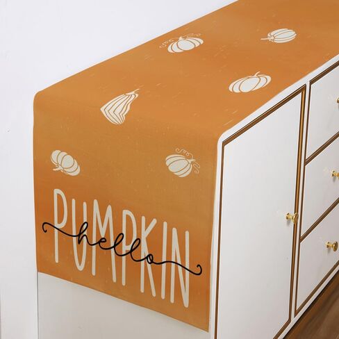 Hello Pumpkin Table Runner Fall Harvest Thanksgiving Autumn Indoor Outdoor Home Party Kitchen Table Decoration for Fall Decor 13 x 72 Inch in Saudi Arabia
