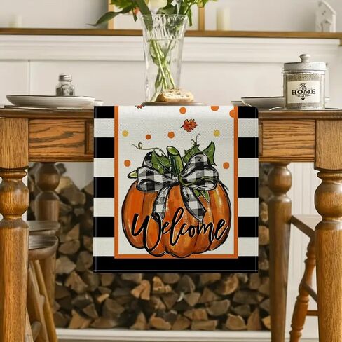 Hello Pumpkin Table Runner Fall Harvest Thanksgiving Autumn Indoor Outdoor Home Party Kitchen Table Decoration for Fall Decor 13 x 72 Inch in Saudi Arabia