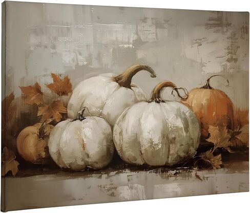 TLESKE خمر الخريف القرع قماش جدار الفن الديكور، ريفي الجمالية مزرعة الخريف جدار الفن يطبع لغرفة المعيشة غرفة نوم المطبخ، عيد الشكر الزينة جدار العمل الفني صورة مؤطرة، 11x14in in Kuwait