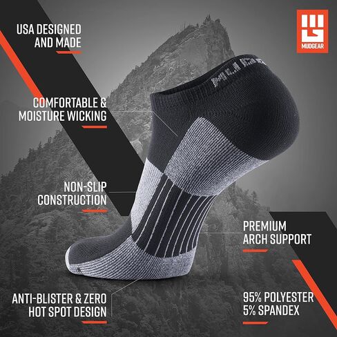 No Show Socks - Moisture Wicking Athletic Socks for Running, Rucking, Racing, Hiking, Workout - 2 Pack in Kuwait