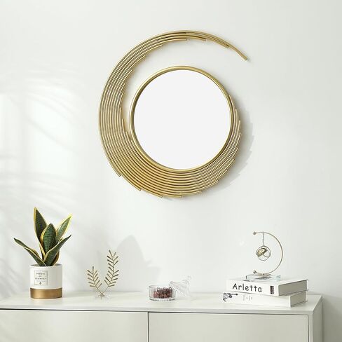 AYRDER- مرايا ذهبية للجدار، مرايا حائط Sunburst، مرايا مستديرة لديكور الحائط، مواد معدنية. لتزيين الجدران في غرف المعيشة وغرف النوم وقاعات المدخل والممرات. in Saudi Arabia