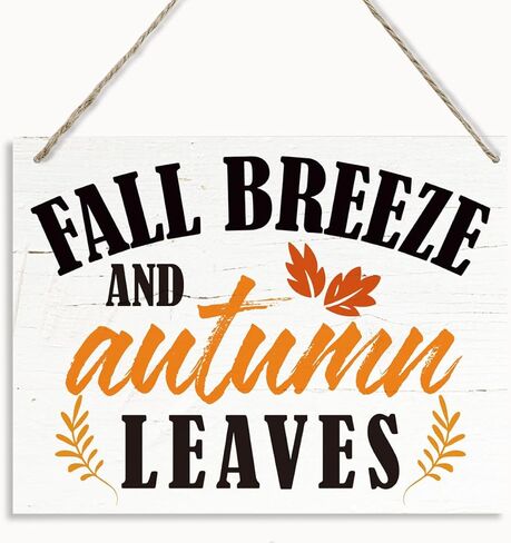 Fall Decor Sign, Fall Breeze and Autumn Leaves Sign, Rustic Wooden Hanging Plaque Sign, Decorative Wooden Wall Sign, Vintage Autumn Wall Decor, Home Decor Accent, Autumn Seasonal Wood Decor in Saudi Arabia