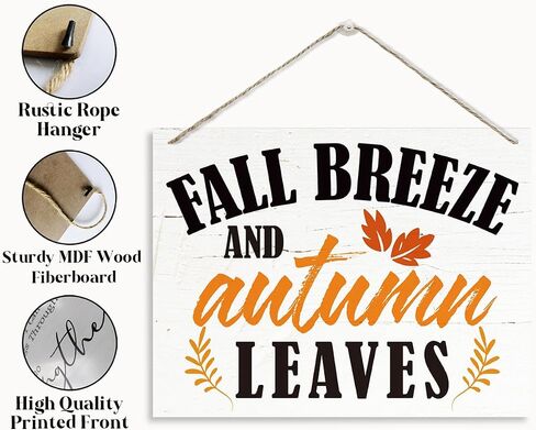 Fall Decor Sign, Fall Breeze and Autumn Leaves Sign, Rustic Wooden Hanging Plaque Sign, Decorative Wooden Wall Sign, Vintage Autumn Wall Decor, Home Decor Accent, Autumn Seasonal Wood Decor in Saudi Arabia