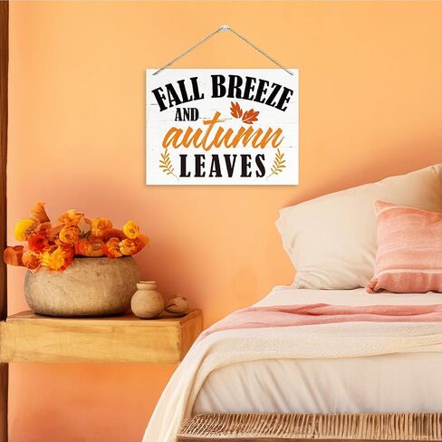 Fall Decor Sign, Fall Breeze and Autumn Leaves Sign, Rustic Wooden Hanging Plaque Sign, Decorative Wooden Wall Sign, Vintage Autumn Wall Decor, Home Decor Accent, Autumn Seasonal Wood Decor in Saudi Arabia