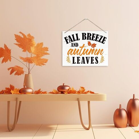 Fall Decor Sign, Fall Breeze and Autumn Leaves Sign, Rustic Wooden Hanging Plaque Sign, Decorative Wooden Wall Sign, Vintage Autumn Wall Decor, Home Decor Accent, Autumn Seasonal Wood Decor in Saudi Arabia
