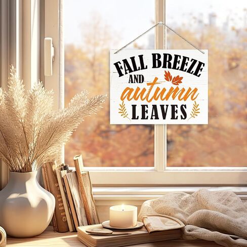 Fall Decor Sign, Fall Breeze and Autumn Leaves Sign, Rustic Wooden Hanging Plaque Sign, Decorative Wooden Wall Sign, Vintage Autumn Wall Decor, Home Decor Accent, Autumn Seasonal Wood Decor in Saudi Arabia