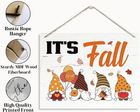 It's Fall Sign, Gnome Fall Decor, Rustic Wooden Hanging Plaque Sign, Farmhouse Wall Decor, Cute Autumn Wood Decoration, Autumn Home Decor, Front Door Decor, Decorative Wooden Wall Sign in Saudi Arabia