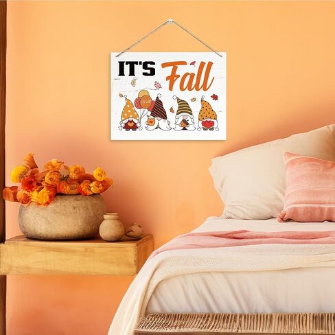 It's Fall Sign, Gnome Fall Decor, Rustic Wooden Hanging Plaque Sign, Farmhouse Wall Decor, Cute Autumn Wood Decoration, Autumn Home Decor, Front Door Decor, Decorative Wooden Wall Sign in Saudi Arabia