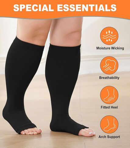 Plus Size Compression Socks: Wide Calf Compression Stockings for Men Women - Up to 7X Large 20-30 mmHg Compression Hose for Pregnancy Travel Running Nurses 2 pairs in Saudi Arabia