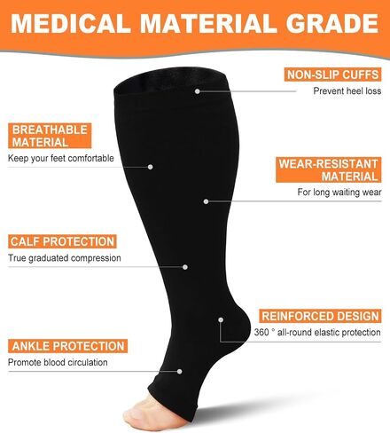 Plus Size Compression Socks: Wide Calf Compression Stockings for Men Women - Up to 7X Large 20-30 mmHg Compression Hose for Pregnancy Travel Running Nurses 2 pairs in Saudi Arabia