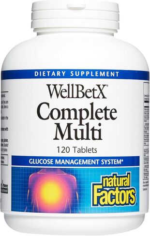 WellBetX Complete Multi by Natural Factors، يدعم التمثيل الغذائي الصحي للكربوهيدرات، 120 قرصًا، 120 قرصًا in Saudi Arabia
