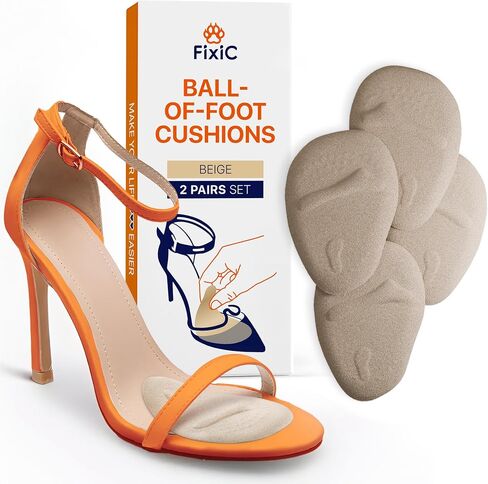 Fixic Ball of Foot Cushions for Women - 2 Pairs - Heel Pads for Shoes - Beige Metatarsal Pads Women - High Heel Comfort Pads for Any Shoe Sizes - Heel Inserts for Women for Pain Relief and Comfort! in Saudi Arabia