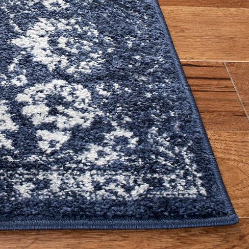 SAFAVIEH Adirondack Collection 6' Round Navy/Ivory ADR109N Oriental Distressed Non-Shedding Entryway Foyer Living Room Bedroom Kitchen Area Rug in Saudi Arabia