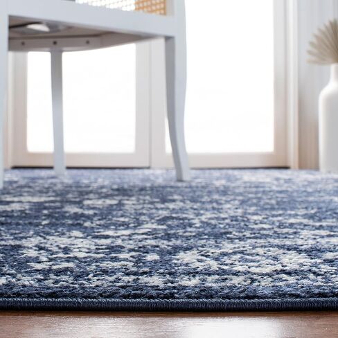 SAFAVIEH Adirondack Collection 6' Round Navy/Ivory ADR109N Oriental Distressed Non-Shedding Entryway Foyer Living Room Bedroom Kitchen Area Rug in Saudi Arabia