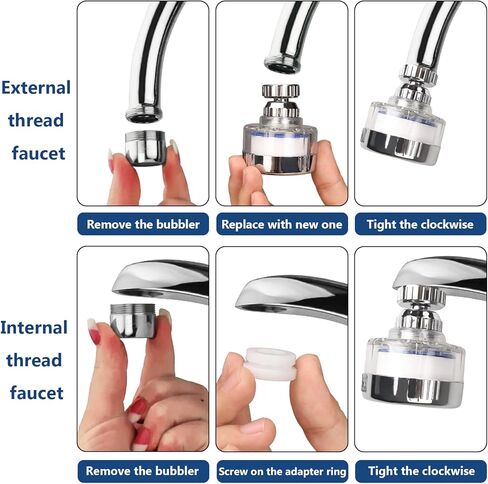 6Pcs Sink Water Filter Elements, Universal Sink Faucet Filter Elements, Sink Faucet Filter Removes Fluoride Hard Water, Water Filtration & Softeners,Faucet Sprayer Attachment in Saudi Arabia