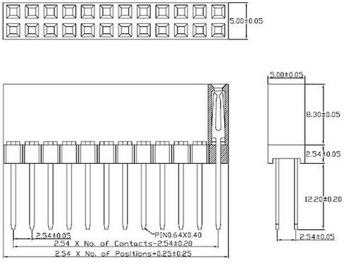 VG_S 5 pcs. 2.54mm Pitch 2x20 Pin 40 Pin Female Double Row Long Pin Header Strip PC104 in Saudi Arabia