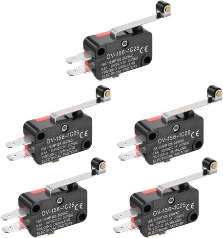 uxcell 5PCS OV-156-1C25 15A 125/250VAC SPDT NO NC 3 Terminals Long Roller Lever Type Action Switches in Saudi Arabia