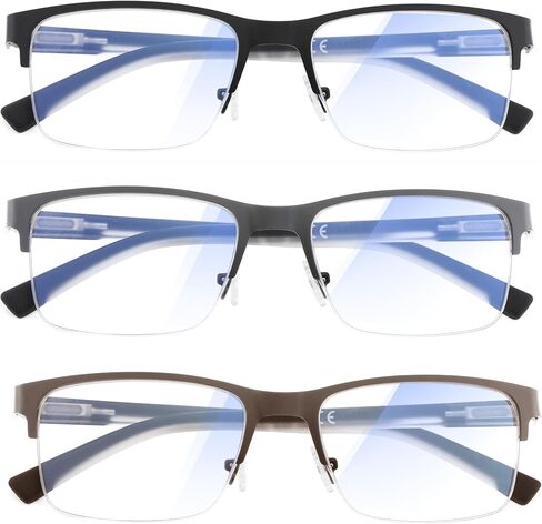 Readers For Men,Square Blue Light Blocking Reading Glasses, Mens Unbreakable Bluelight Blocker Eyeglasses in Saudi Arabia