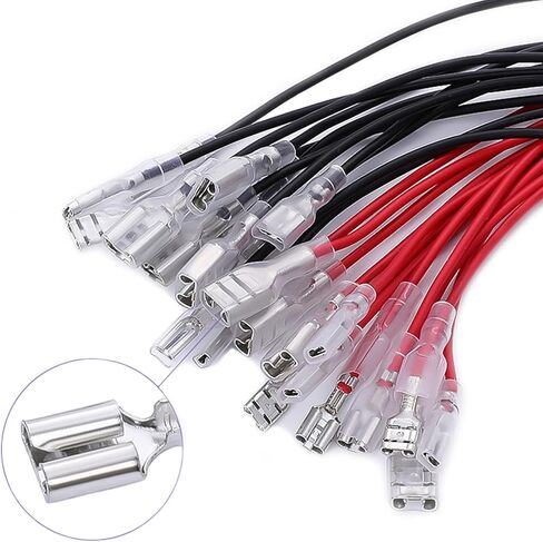 20 قطعة 2.8 مم طرف تجعيد أنثى بأسمائها الحقيقية مع أكمام عازلة، سلك كهربائي 20 سم موصل توصيل سريع معزول (10 أحمر + 10 أسود) in Kuwait