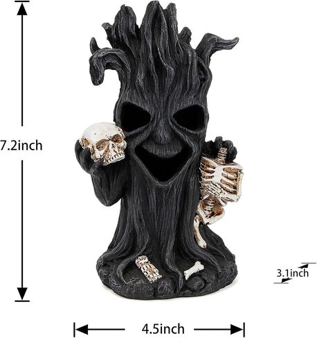 Leekung Halloween Tree Dead Tree Skull Head Statue - with Spooky Led Lights for Holiday Decorations Halloween Statues and Figurines Skeleton Head Statue for Halloween Props Haunted Collectible Gifts in Saudi Arabia