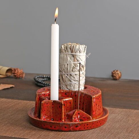 YYW Incense Burner Holder, 4 in 1 Ceramic Incense Holder for Stick Candle Sage, Moon Star Shade Marble Burner for Meditation Yoga Ornament Home Office Decoration (Black) in Saudi Arabia