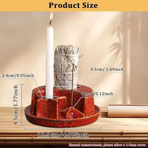 YYW Incense Burner Holder, 4 in 1 Ceramic Incense Holder for Stick Candle Sage, Moon Star Shade Marble Burner for Meditation Yoga Ornament Home Office Decoration (Black) in Saudi Arabia
