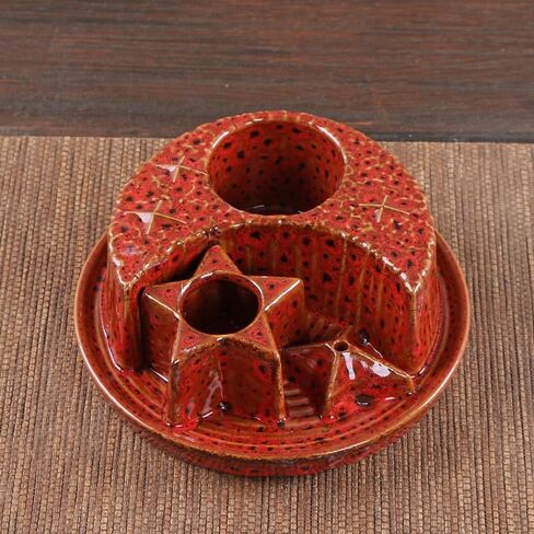 YYW Incense Burner Holder, 4 in 1 Ceramic Incense Holder for Stick Candle Sage, Moon Star Shade Marble Burner for Meditation Yoga Ornament Home Office Decoration (Black) in Saudi Arabia