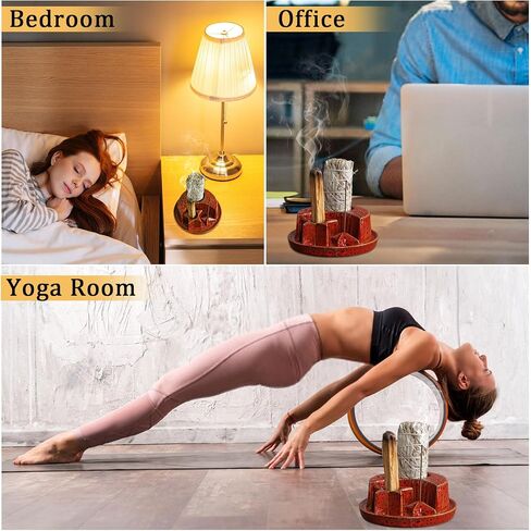 YYW Incense Burner Holder, 4 in 1 Ceramic Incense Holder for Stick Candle Sage, Moon Star Shade Marble Burner for Meditation Yoga Ornament Home Office Decoration (Black) in Saudi Arabia