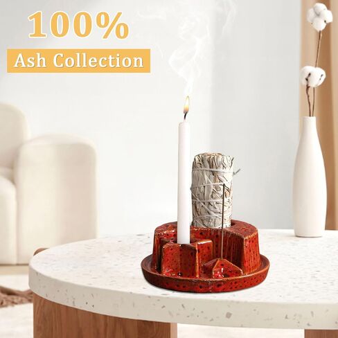 YYW Incense Burner Holder, 4 in 1 Ceramic Incense Holder for Stick Candle Sage, Moon Star Shade Marble Burner for Meditation Yoga Ornament Home Office Decoration (Black) in Saudi Arabia