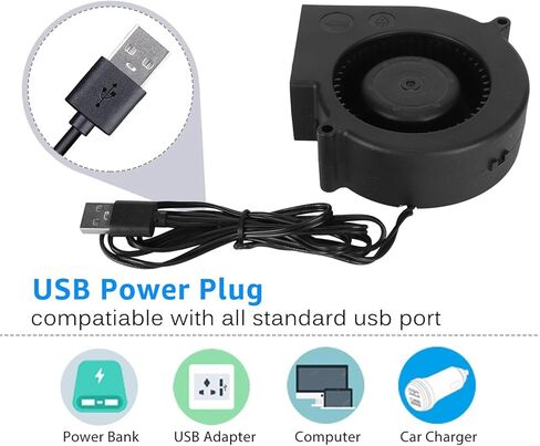 9733 97mm X 33mm USB Blower Fan, 5V DC Brushless Cooling Centrifugal Fan, 3800 RPM 22 CFM Brushless Cooling Blower Fan for Printer PC CPU Computer in Saudi Arabia