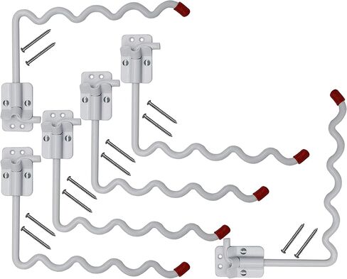 Black Duck Brand Set of 6 Squiggle Foldaway Storage Hooks - Folds Flat Against Wall When Not in Use - Powder Coated - Includes Hardware (6, Squiggle Hook) in Saudi Arabia